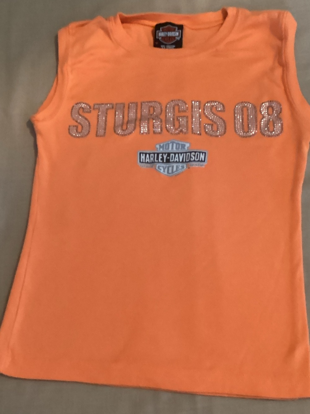 EUC Harley-Davidson woman’s  Orange Sleeveless 'Sturgis 08' Tank